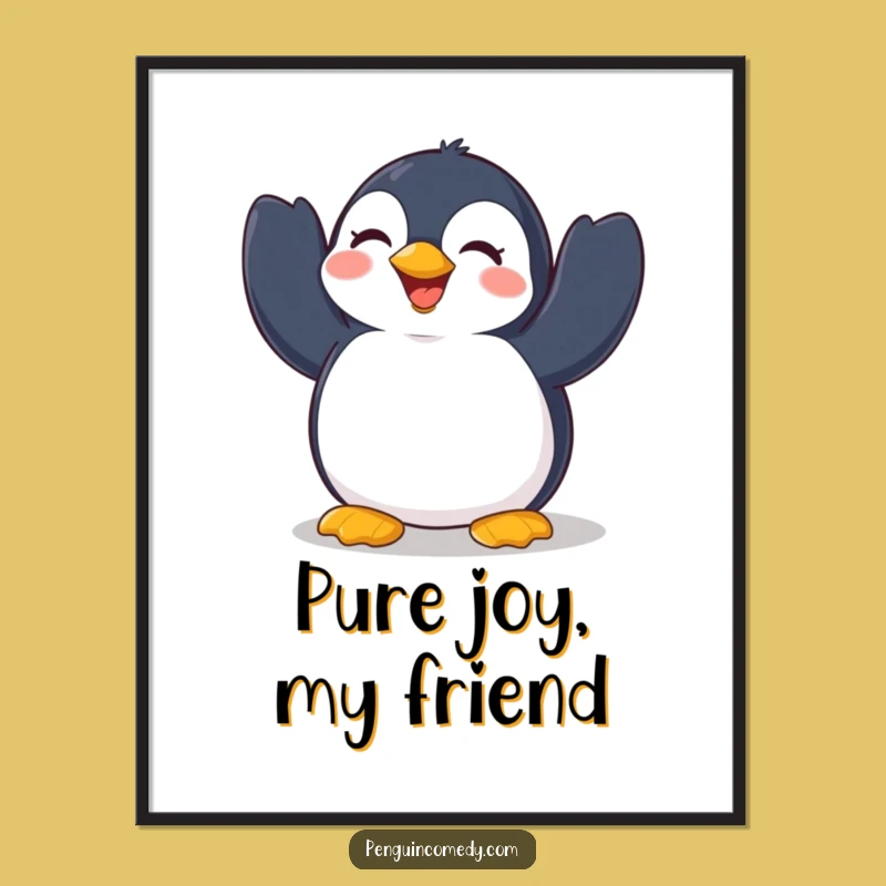 Funny Penguin Flap Poster: Cheerful Delight Art, Joyful Penguin Decor, Perfect Gift!