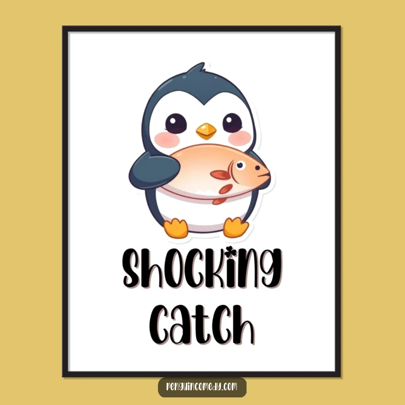 Funny Penguin Fish Poster: Hilarious Wall Art for a Laugh
