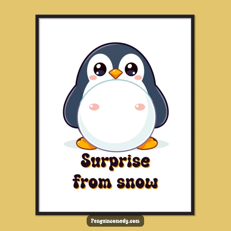 Funny Shy Penguin Poster: Whimsical Wall Art