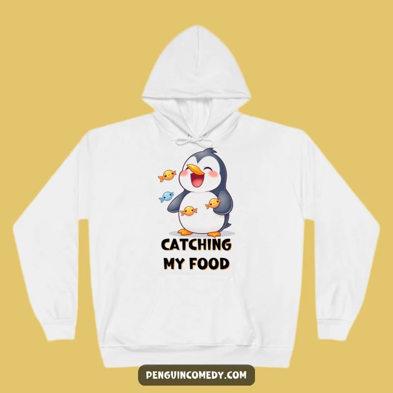 Funny Penguin Juggling Hoodie - Cozy Grinning Fisherman Gift