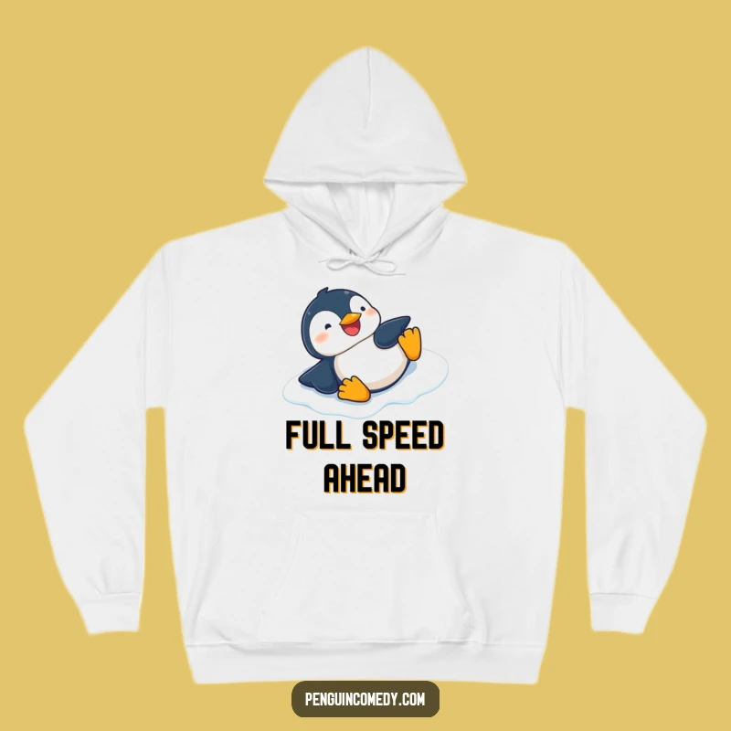 Cozy Penguin Slide Hoodie - Funny Giggling Penguin Design, Warm Fleece Winter Gift