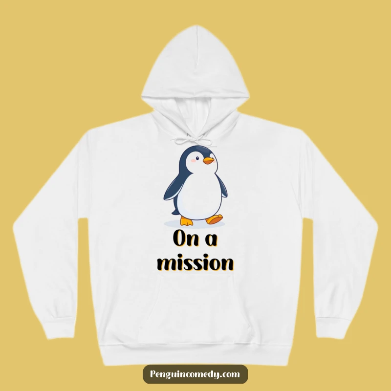 Funny Determined Penguin Hoodie: Cozy Waddle With Purpose Winter Comfort Gift