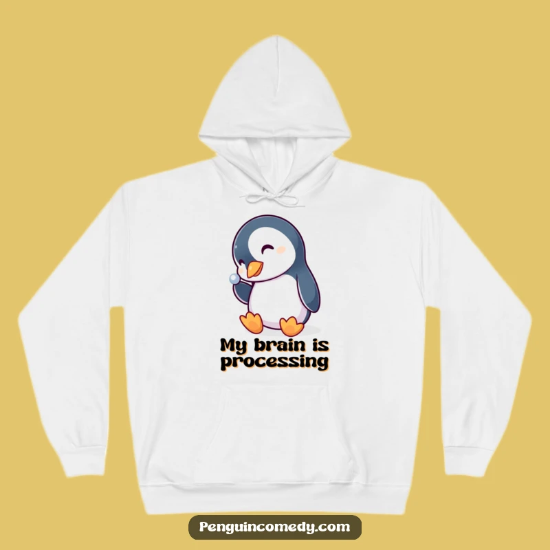 Funny Penguin Hoodie: Cozy Bird Captivated by Shiny Object, Warm & Humorous Gift