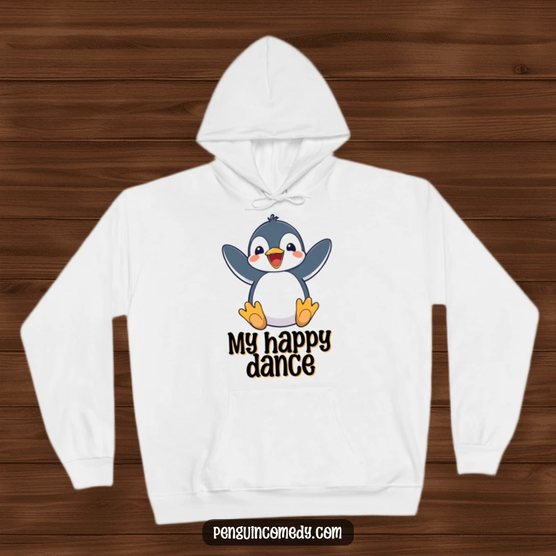 Funny Penguin Hoodie featuring an excited penguin flapping its flippers, offering warmth and boundless energy.