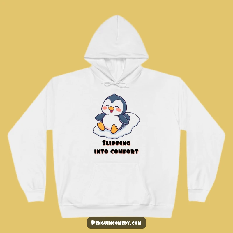 Funny Penguin Sliding Down Hill Hoodie - Warm & Hilarious Winter Wear Essential