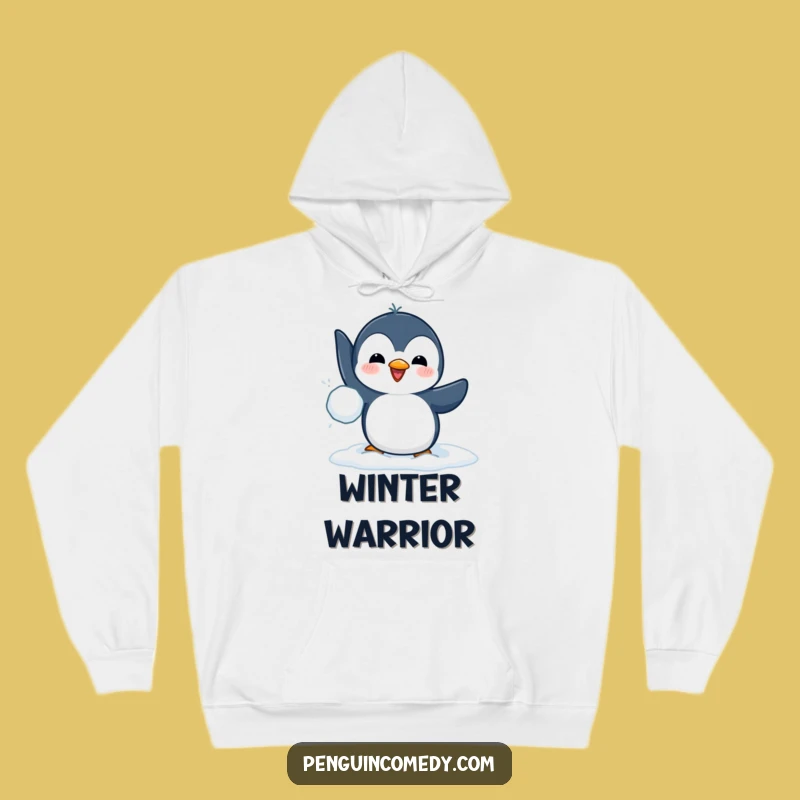 Funny Penguin Snowball Warrior Hoodie - Cozy and Hilarious Winter Warmth Gift