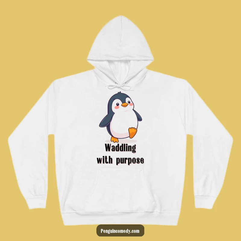 Funny Penguin Waddling Determinedly Hoodie - Cozy & Hilarious Gear for Achievers