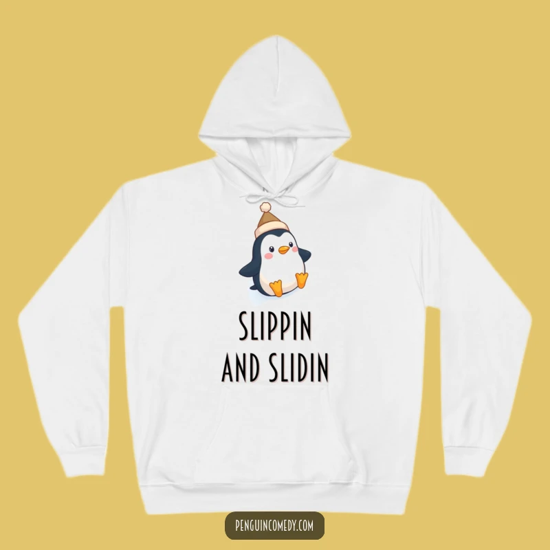 Funny Penguin Hat Slide Hoodie: Cozy Tiny Hat Penguin Winter Warmth Gift