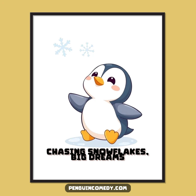 Free Printable Wall Art: Funny Curious Penguin & Snowflake, Downloadable Decor!