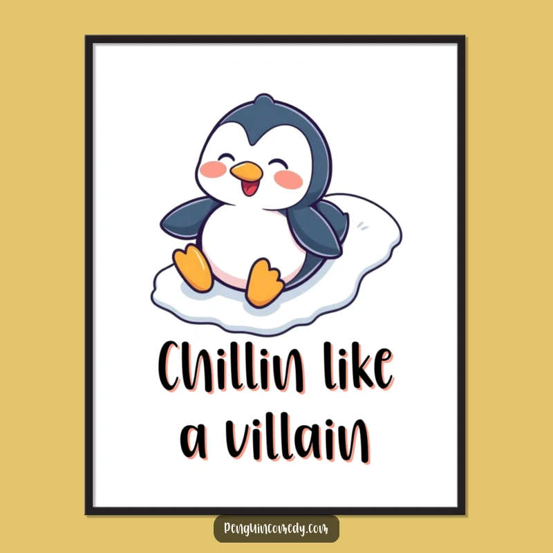 Free Printable Wall Art: Funny Penguin Belly Sliding, Quirky Downloadable Decor!