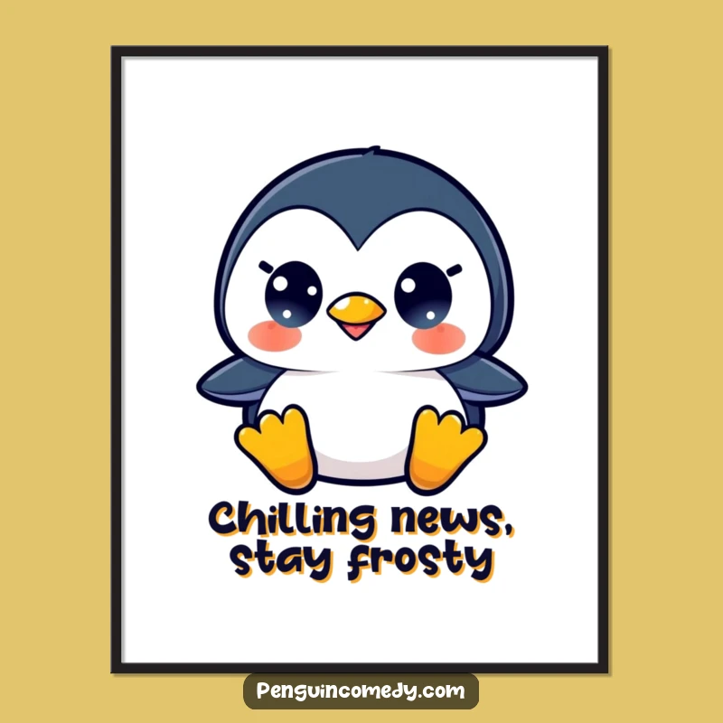 Free Printable Penguin Wall Art - Surprised Expression, Funny Downloadable Art for Decor