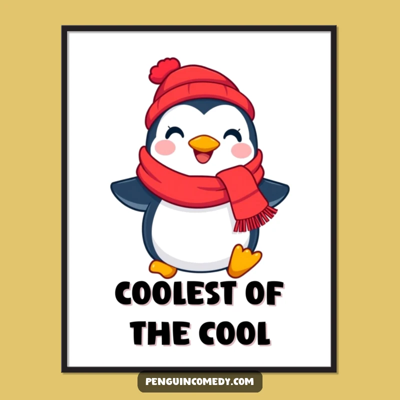 Cute Free Printable Wall Art: Penguin Scarf, Cozy Downloadable Decor Gift