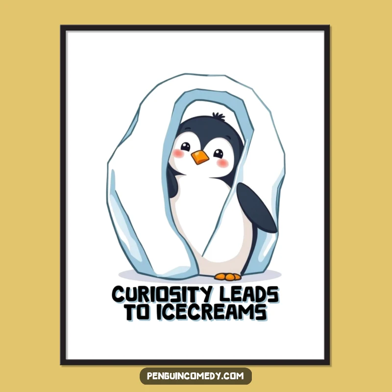 Funny Penguin Art: Free Printable Peeking Penguin Downloadable Wall Decor Gift