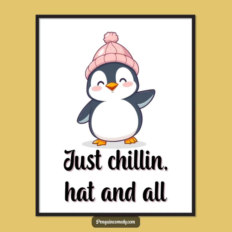 Free Printable Happy Penguin Wall Art - Funny Winter Downloadable Decor