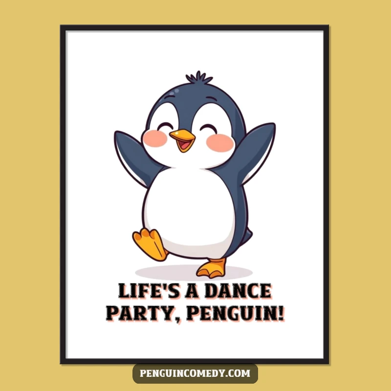 Free Printable Penguin Dance Wall Art - Funny Downloadable Decor for Whimsical Spaces