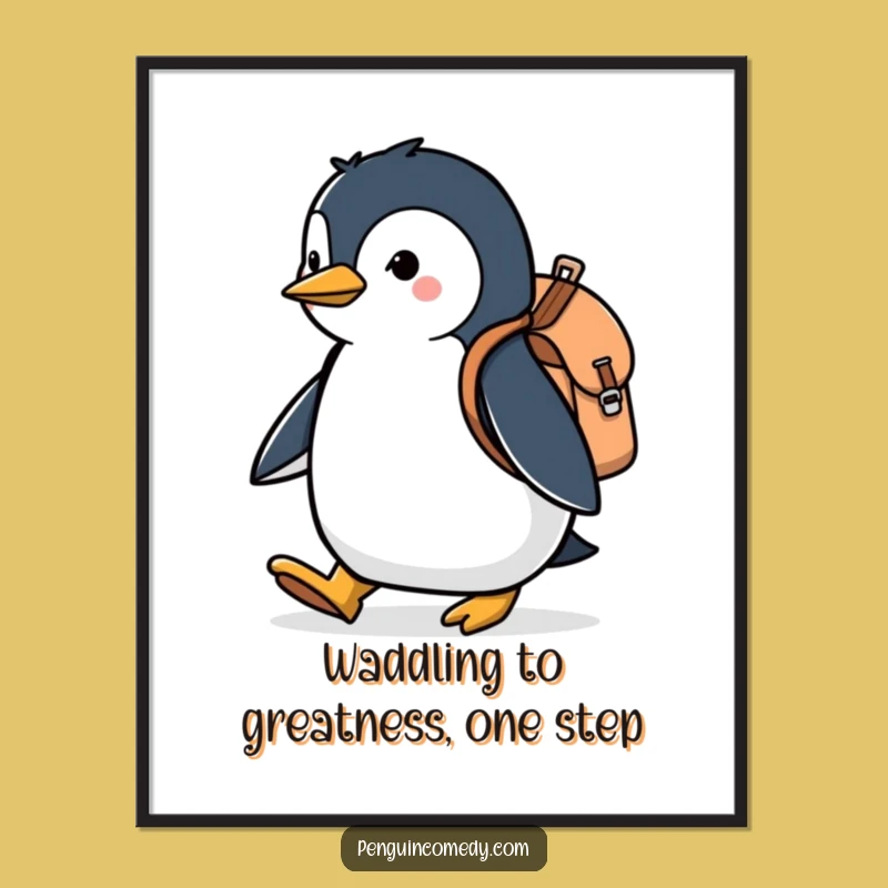 Free Printable Penguin Wall Art: Funny Determined Walker Downloadable Decor