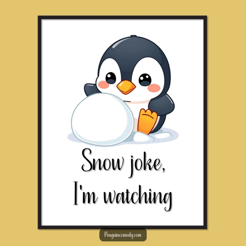 Free Printable Penguin Wall Art - Mischevious Peek, Quirky Downloadable Decor