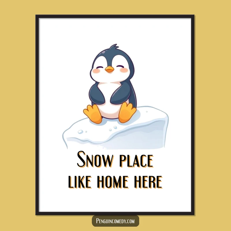 Free Printable Wall Art: Content Penguin Sunbathing, Funny Downloadable Decor