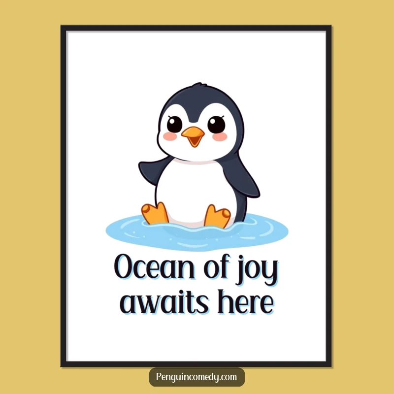 Free Printable Wall Art: Eager Penguin Ascent, Funny Downloadable Decor