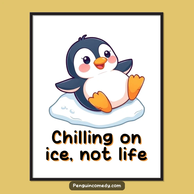 Free Printable Wall Art: Funny Penguin Sliding, Downloadable & Print at Home for Cool Decor