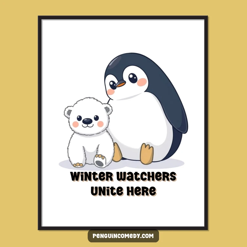 Free Printable Wall Art: Penguin's Watchful Gaze, Funny Downloadable Decor