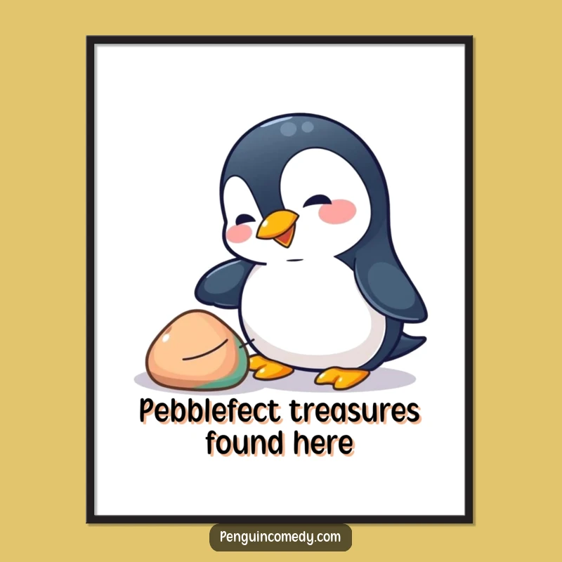 Free Printable Wall Art: Playful Penguin & Pebble, Funny Downloadable Decor