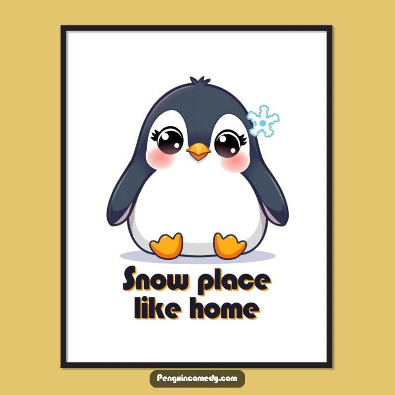 Funny Free Printable Penguin Wall Art - Cute Snow Watching Downloadable Decor