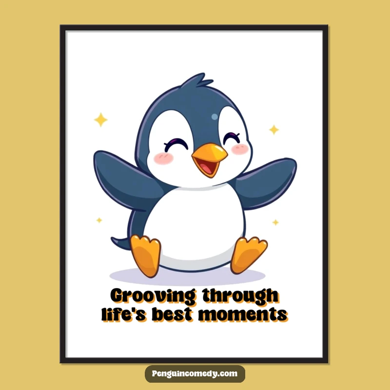 Free Printable Penguin Wall Art: Funny Dancer Downloadable Decor