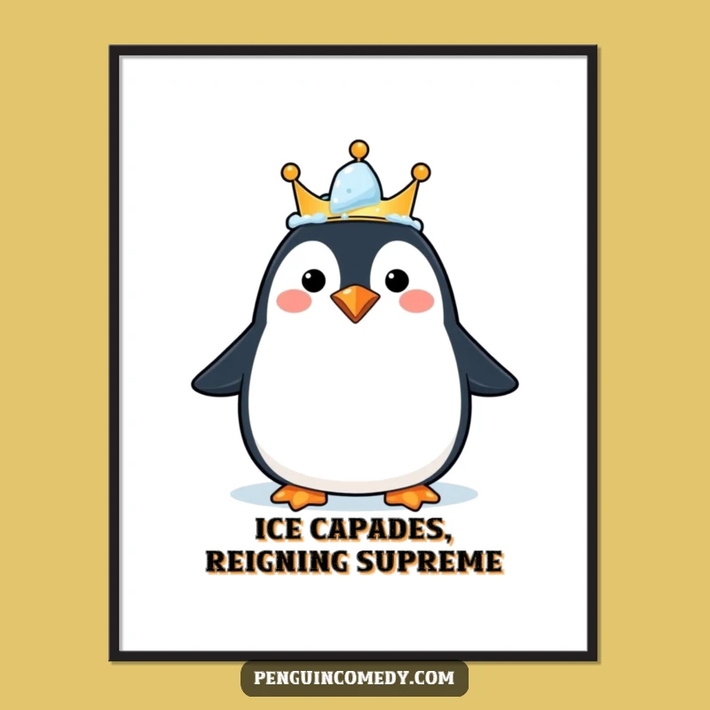 Free Printable Penguin Wall Art - Royal Ice Crown, Whimsical Downloadable Decor