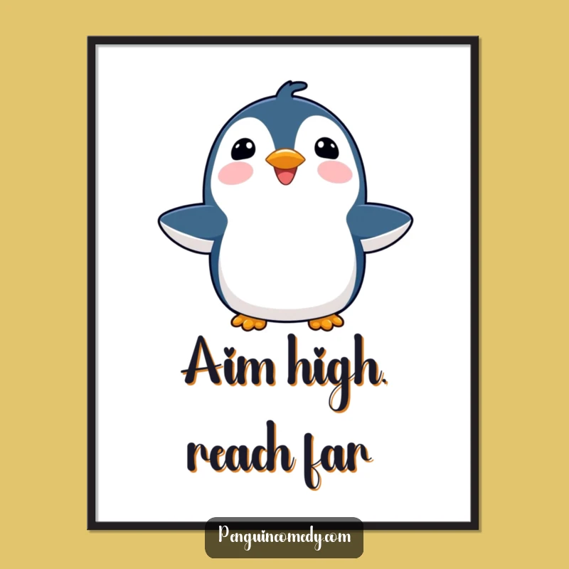 Inspirational Free Printable Wall Art: Joyful Penguin, Uplifting Downloadable Decor Gift