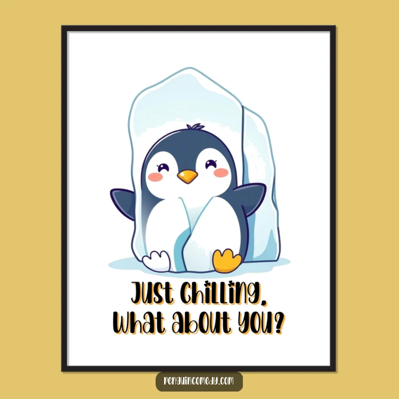 Funny Free Printable Wall Art: Penguin's Grinning Peek! Downloadable Decor