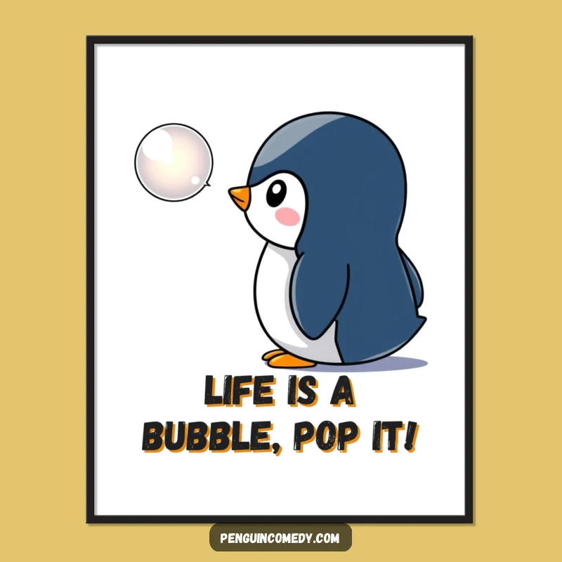 Free Printable Wall Art: Curious Penguin, Bubble Icon, Funny Downloadable Decor for Home