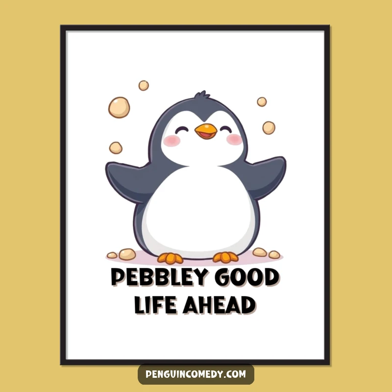 Free Printable Penguin Wall Art: Funny Juggler Downloadable Decor
