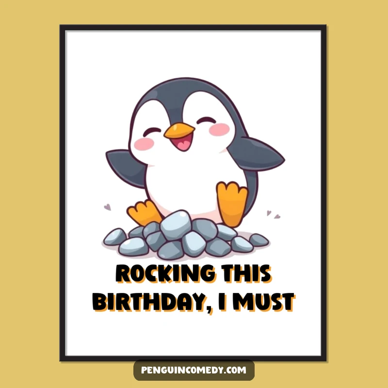 Free Printable Penguin Wall Art: Shiny Rock Collector Downloadable Art!