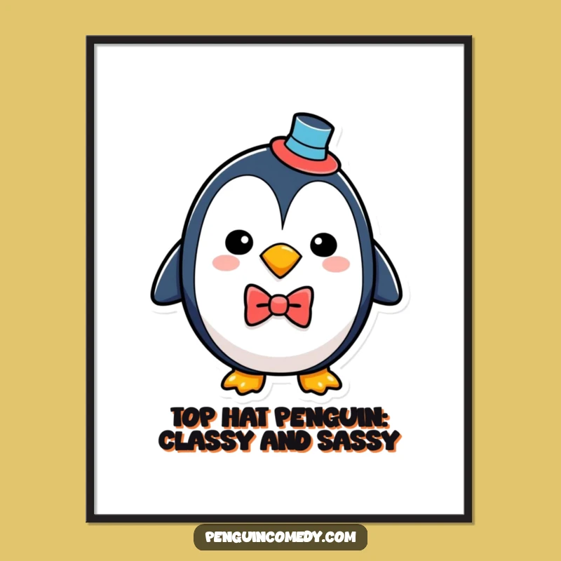 Free Printable Penguin Wall Art: Funny Dapper Penguin Downloadable Decor