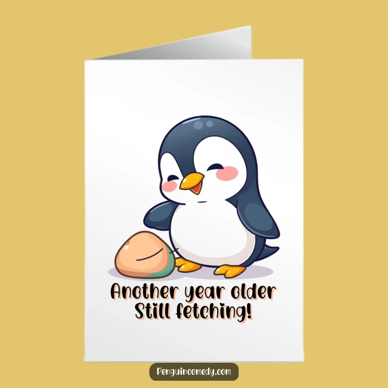 Free Printable Birthday Card: Playful Penguin & Pebble, Funny Downloadable Gift