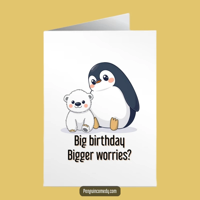 Free Printable Birthday Card: Penguin's Surprise, Funny Downloadable Gift