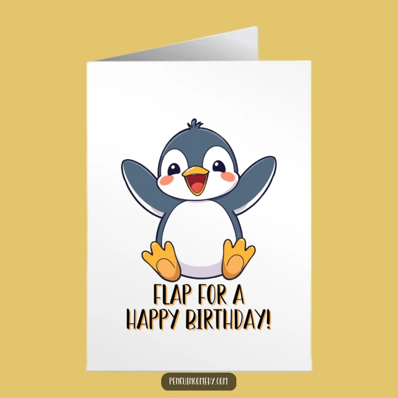 Free Printable Excited Penguin Birthday Card: Flap Your Way to Fun!