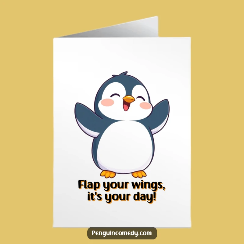 Free Printable Penguin Birthday Card: Joyful Flipping Downloadable Gift for Him or Her