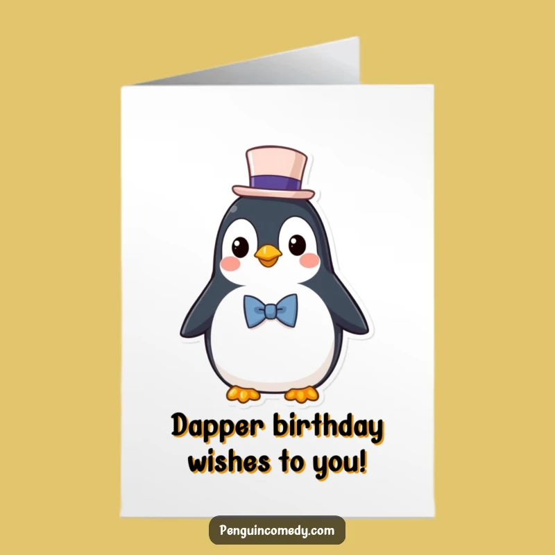 Free Printable Birthday Card: Dapper Penguin Celebrates in Style!