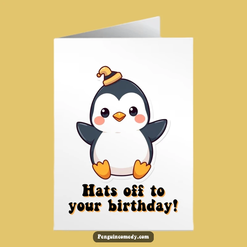 Free Printable Penguin Birthday Card: Dapper Downloadable Greeting for a Stylish Celebration