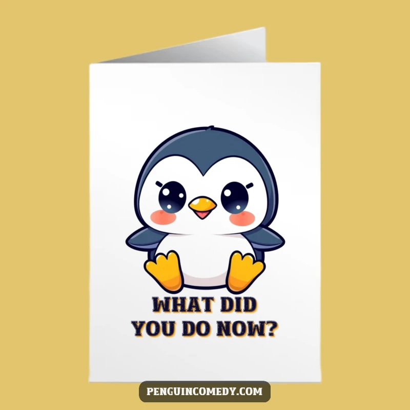 Free Printable Surprised Penguin Birthday Card - Hilarious Downloadable Greeting for Penguin Lovers