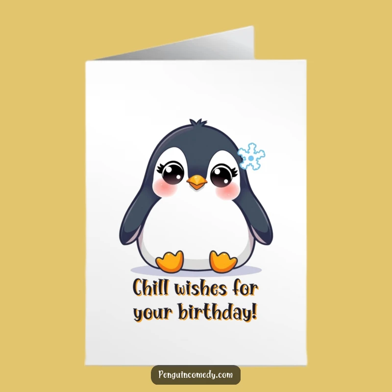 Funny Free Printable Penguin Birthday Card - Adorable Snow Watching Downloadable Gift