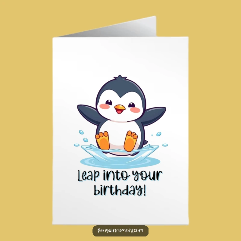 Penguin Jump Birthday Card: Free Printable Splashy Fun for a Hilarious Downloadable Gift