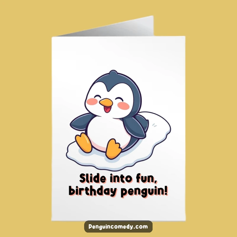 Free Printable Penguin Birthday Card: Funny Sliding Fun Downloadable Surprise!
