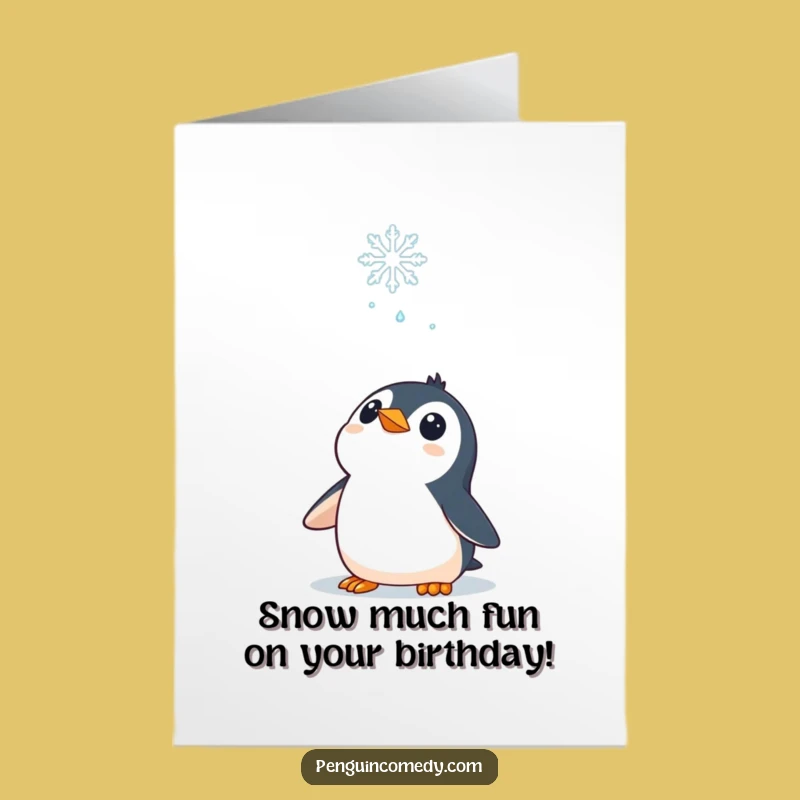 Free Printable Birthday Card: Curious Penguin Loves Snow Day!