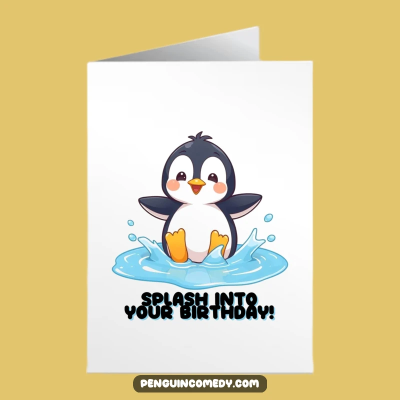 Free Printable Birthday Card: Playful Penguin Splashes into Fun!