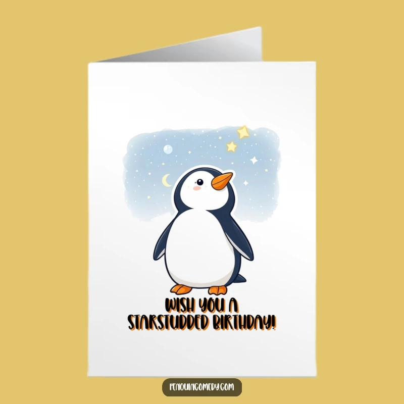 Starry Night Penguin Birthday Card Free Printable: Dreamy Owl Downloadable