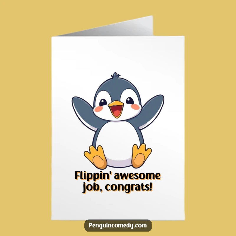 Free Printable Excited Penguin Congratulations Card: Flap for Joyful Success!