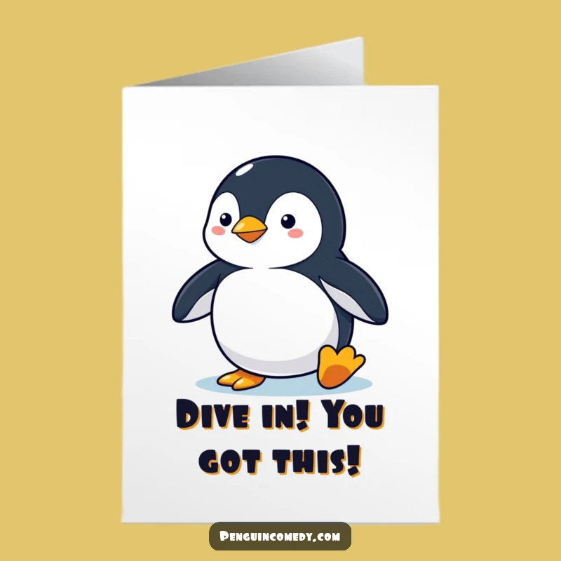 Free Printable Congrats Card: Penguin's Dive, Funny Downloadable Gift